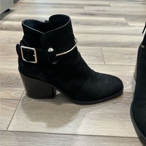 Balenciaga boot heels size 39 or us 9 black suede with silver metal bar block